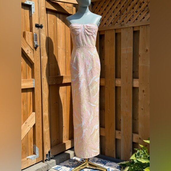 🆕 BRONX & BANCO 🧿 NWOT Dahlia Blush Multi Sequin Maxi Dress - Sz XS US 2 - Picture 2 of 13